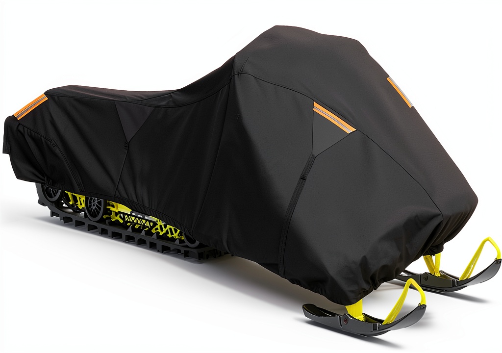 Waterproof snowmobile cover in use