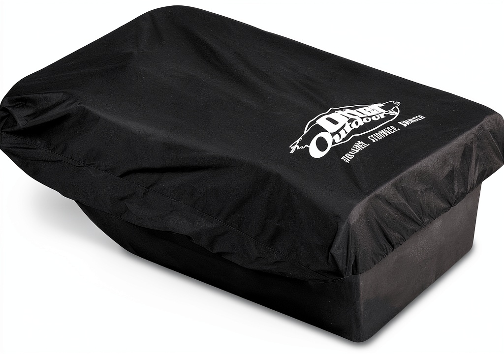Otter Cabin Shelter Cover installed on a snowmobile shelter in a winter landscape