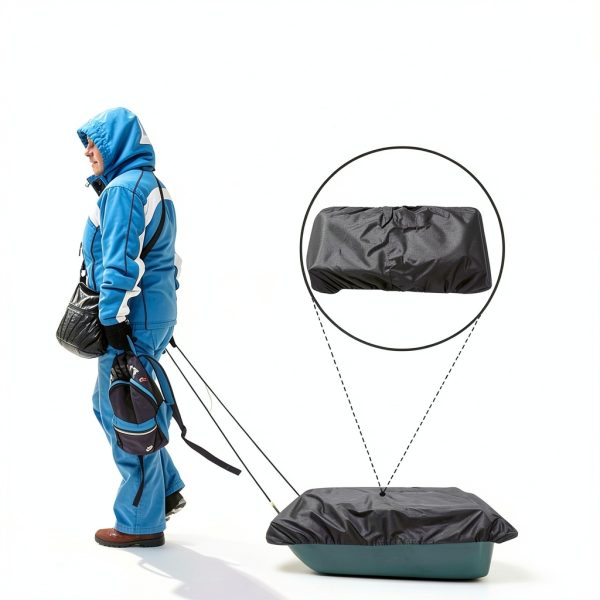 Wshxjzyay Ice Fishing Sled Cover Black Tarpaulin-5