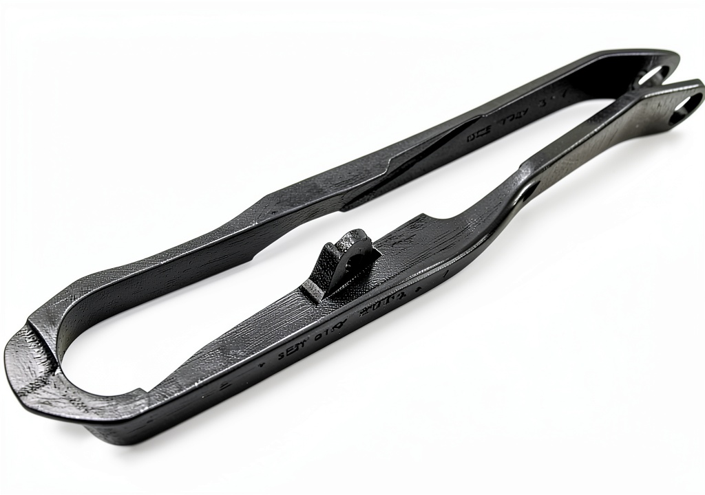 UFO Plastic chain guard installed on an ATV swingarm