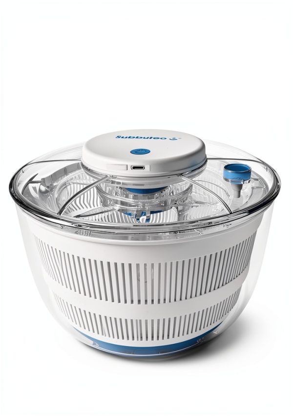 Electric Round Salad Spinner 4Qt Jinhua Huamao - Hands Free Capacity-0