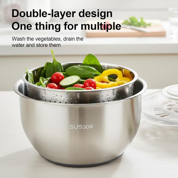 Stainless Steel Salad Spinner ooooxxxx 5.8L Black Non Slip Base-5