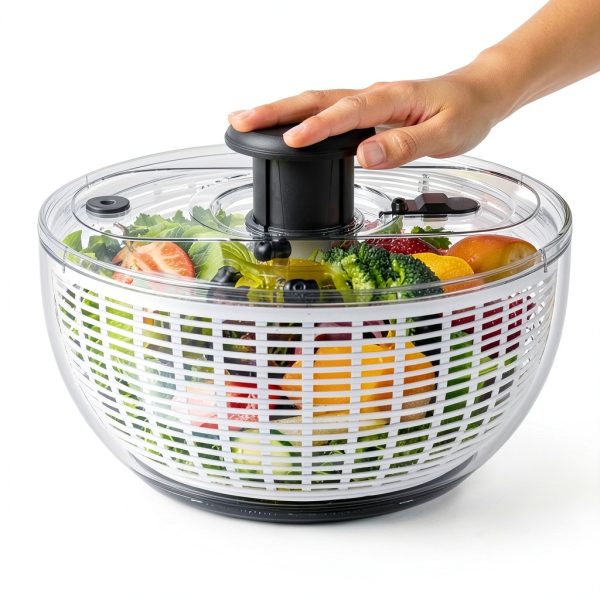 Salad Spinner X&E 6-Quart Large Family Lettuce Dryer One-Touch Brake-0