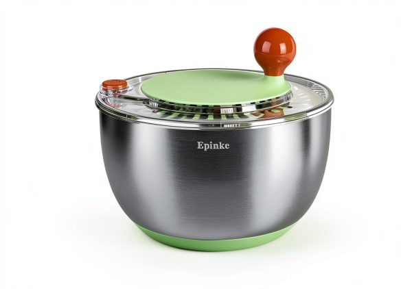 Stainless Steel Salad Spinner 5.3Qt Epinke Stop Button Non Slip Base-2