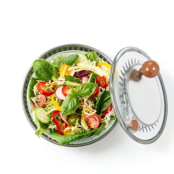 KITHELP Stainless Steel Salad Spinner Large, Vegetables Fruits Wash Bowl with Strainer, Lettuce Spinner Dryer for Efficient Salad Preparation 5.3Qt-6