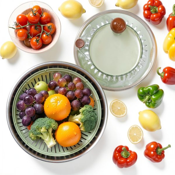 Stainless Steel Salad Spinner 5.3Qt Ainmvnos Stop Button Non Slip Base-3