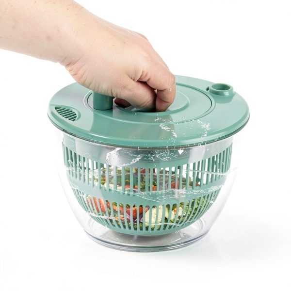 YUANYE Salad Spinner Large, 3 IN 1 Vegetable and Fruit Washing Bowl with Strainer, Lettuce Spinner with 5 Blades Slicer, Egg Yolk Strainer, Bowl for Efficient Salad Preparation, 5.3 Qt（Green）-3