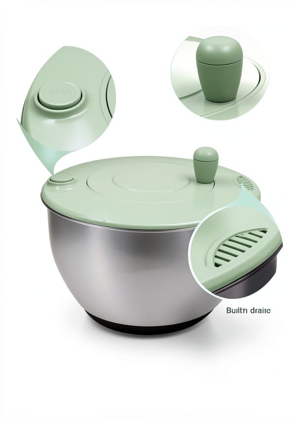 5.3QT Salad Spinner VVAKAM Large Steel Lettuce Spinner with 5 Blade-6