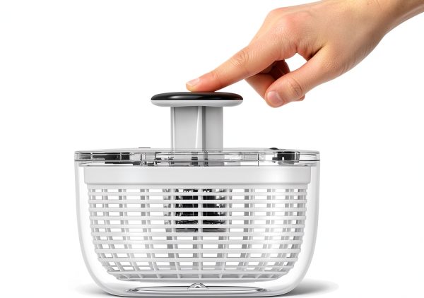 Smile mom Salad Spinner Small Lettuce Spinner Kitchen Gadgets Vegetable Washer, High Efficiency for Home Kitchen Washing & Drying Leafy Vegetables, One-Handed Handle Easy Press 3.8 Qt White-5