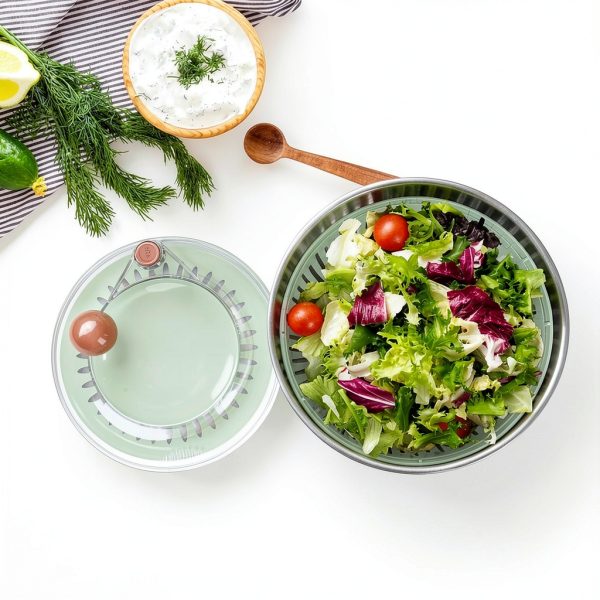 Stainless Steel Salad Spinner 5.3Qt Epinke Stop Button Non Slip Base-1