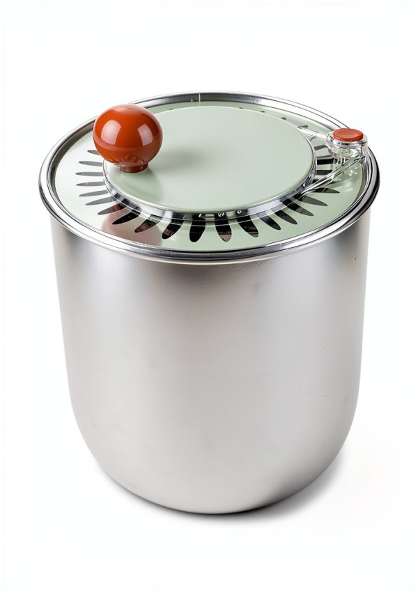 Stainless Steel Salad Spinner, Lettuce Spinner with Drain, Non-Slip Base, Stop Button, Vegetable Dryer, BPA Free, 5.3 Qt-2