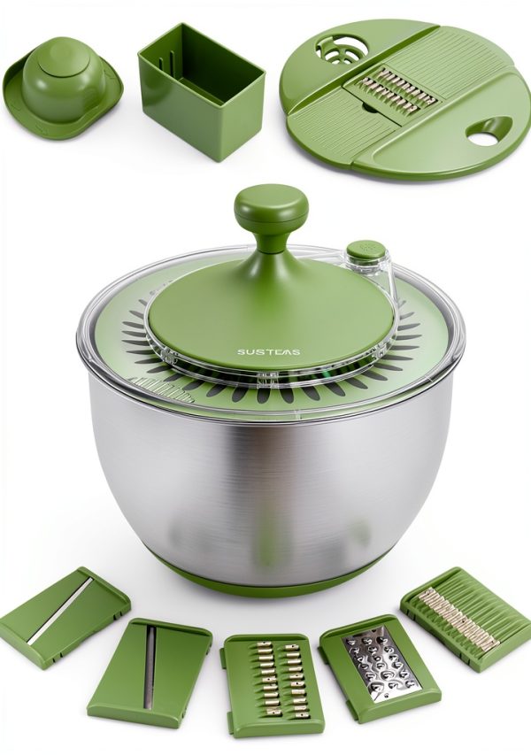 Stainless Steel Salad Spinner SUSTEAS 4.25Qt 5 Blade-0