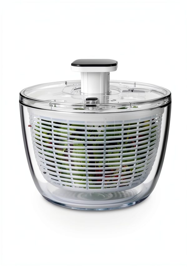 Glass Salad Spinner 6.3QT Jarelli – BPA-Free Bowl, Press Lid-2