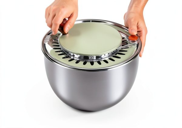 KITHELP Stainless Steel Salad Spinner Large, Vegetables Fruits Wash Bowl with Strainer, Lettuce Spinner Dryer for Efficient Salad Preparation 5.3Qt-4