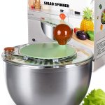 Stainless Steel Salad Spinner 5.3Qt Epinke Stop Button Non Slip Base-0