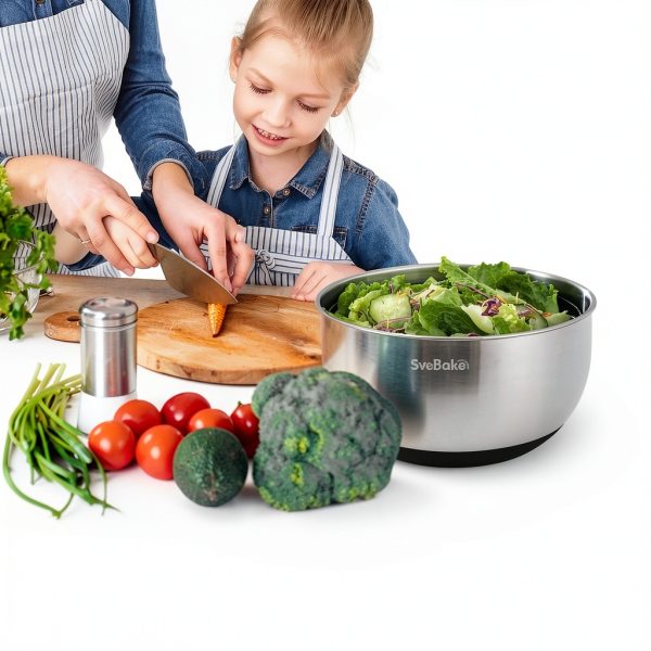 5.3Qt Stainless Steel Salad Spinner with Stop Button, BPA-Free Vegetable Lettuce Spinner, Transparent Lid & Drainage Hole, Non-Slip Base, Dishwasher Safe Fruit Washer-7