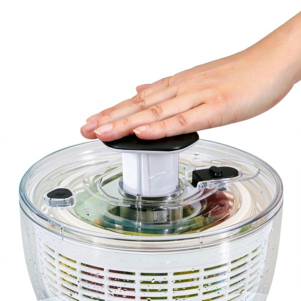 Smile mom Salad Spinner Small Lettuce Spinner Kitchen Gadgets Vegetable Washer, High Efficiency for Home Kitchen Washing & Drying Leafy Vegetables, One-Handed Handle Easy Press 3.8 Qt White-1