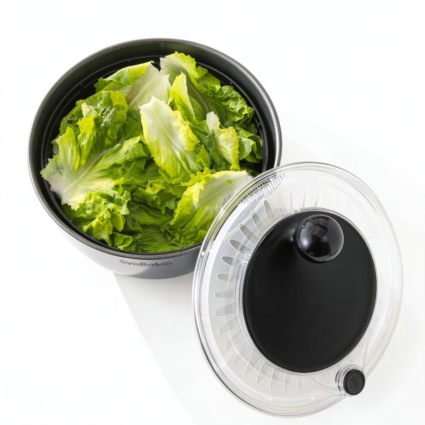 5.3Qt Stainless Steel Salad Spinner with Stop Button, BPA-Free Vegetable Lettuce Spinner, Transparent Lid & Drainage Hole, Non-Slip Base, Dishwasher Safe Fruit Washer-6