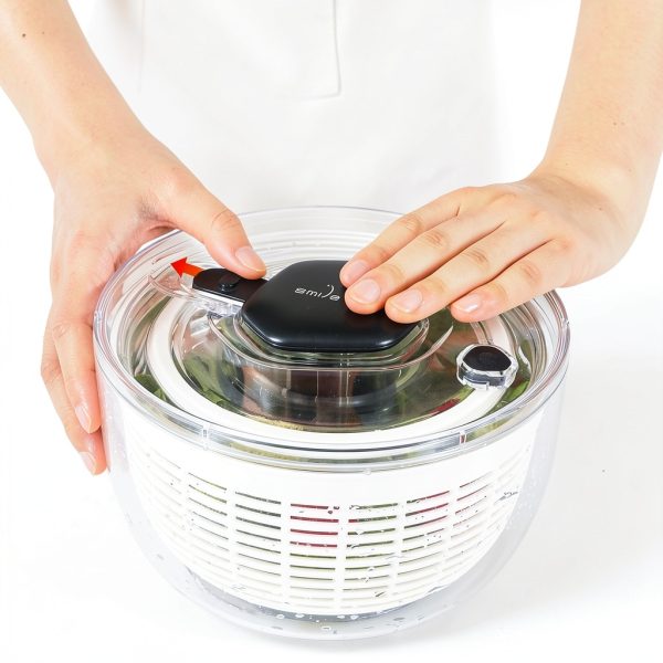Smile mom Salad Spinner Small Lettuce Spinner Kitchen Gadgets Vegetable Washer, High Efficiency for Home Kitchen Washing & Drying Leafy Vegetables, One-Handed Handle Easy Press 3.8 Qt White-3