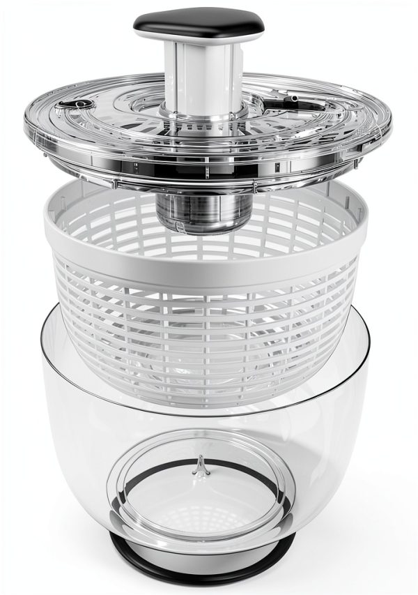 Smile mom Salad Spinner Small Lettuce Spinner Kitchen Gadgets Vegetable Washer, High Efficiency for Home Kitchen Washing & Drying Leafy Vegetables, One-Handed Handle Easy Press 3.8 Qt White-6