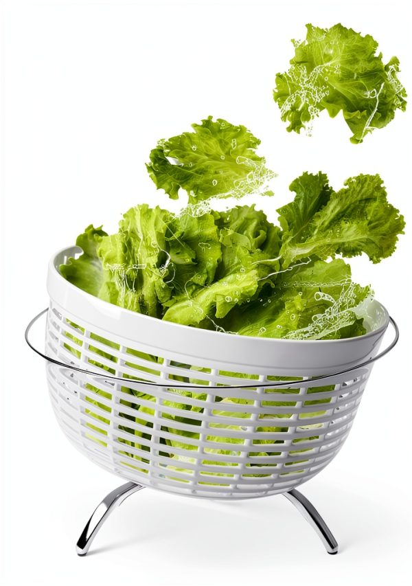 Smile mom Salad Spinner Small Lettuce Spinner Kitchen Gadgets Vegetable Washer, High Efficiency for Home Kitchen Washing & Drying Leafy Vegetables, One-Handed Handle Easy Press 3.8 Qt White-4
