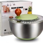 Stainless Steel Salad Spinner 5.3Qt Ainmvnos Stop Button Non Slip Base-0