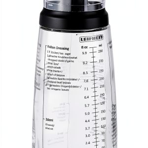 Leifheit Glass Salad Dressing Bottle 10 oz Black Eco Leakproof Lid-0