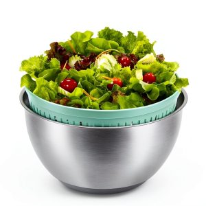 5.3QT Salad Spinner VVAKAM Large Steel Lettuce Spinner with 5 Blade-0