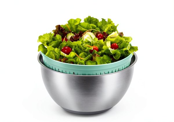 5.3QT Salad Spinner VVAKAM Large Steel Lettuce Spinner with 5 Blade-0