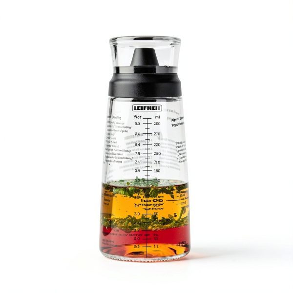 Leifheit Glass Salad Dressing Bottle 10 oz Black Eco Leakproof Lid-1