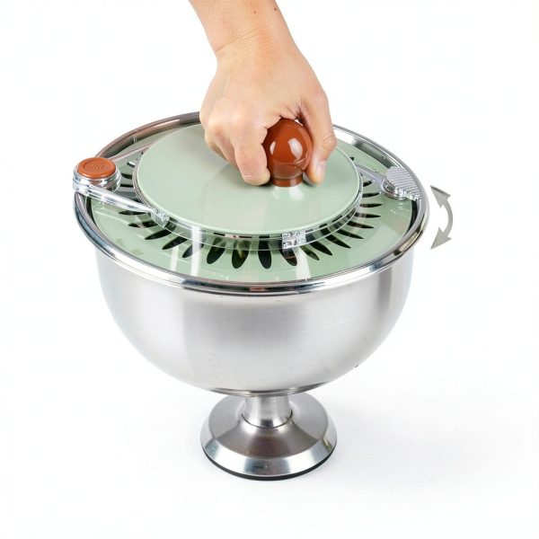 Stainless Steel Salad Spinner 5.3Qt Epinke Stop Button Non Slip Base-4