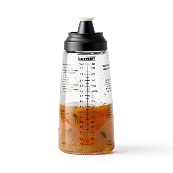 Leifheit Glass Salad Dressing Bottle 10 oz Black Eco Leakproof Lid-2