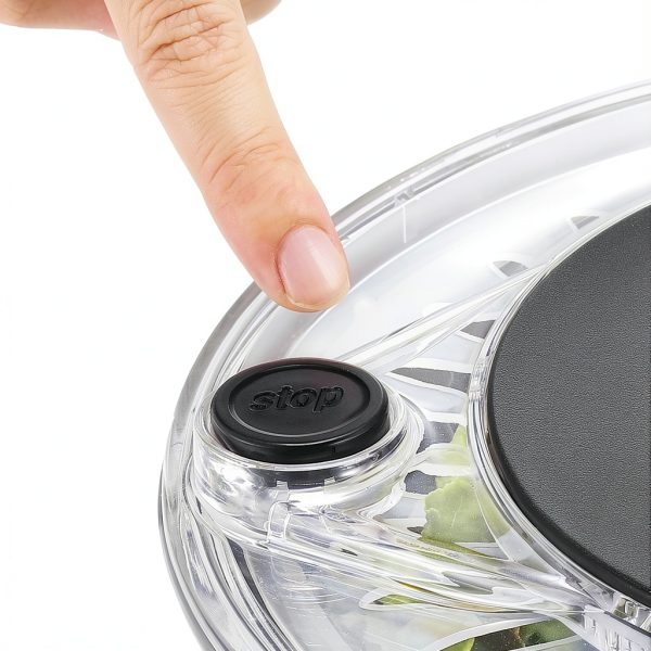 5.3Qt Stainless Steel Salad Spinner with Stop Button, BPA-Free Vegetable Lettuce Spinner, Transparent Lid & Drainage Hole, Non-Slip Base, Dishwasher Safe Fruit Washer-4