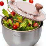 Salad Spinner 5.3Qt Stainless Steel by EDELHAUS with Stop Button-0