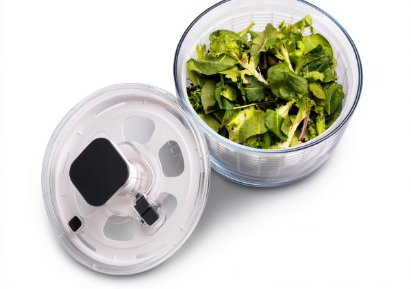 Glass Salad Spinner 6.3QT Jarelli – BPA-Free Bowl, Press Lid-3