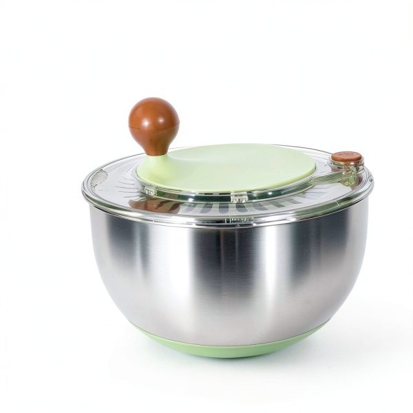 Stainless Steel Salad Spinner 5.3Qt Ainmvnos Stop Button Non Slip Base-2