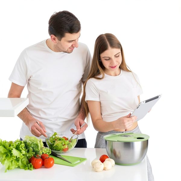 Stainless Steel Salad Spinner SUSTEAS 4.25Qt 5 Blade-7
