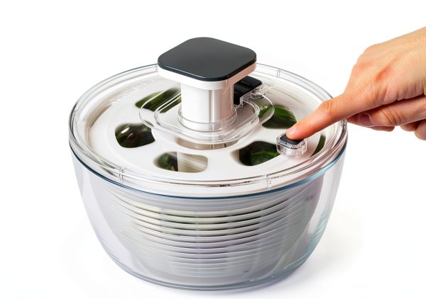 Glass Salad Spinner 6.3QT Jarelli – BPA-Free Bowl, Press Lid-1