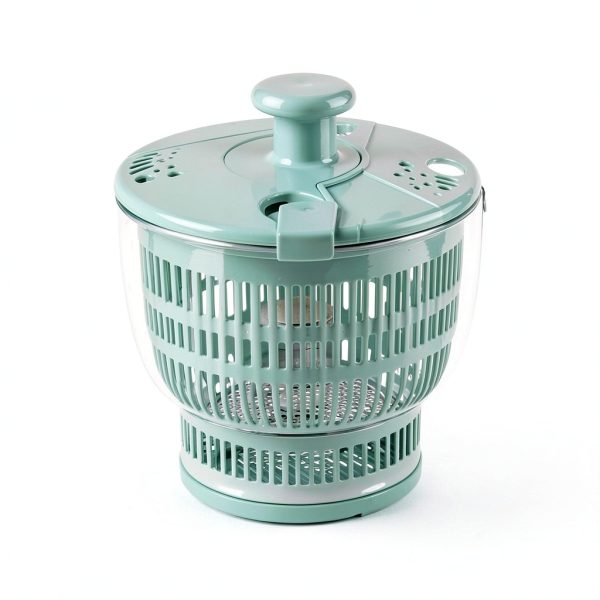 YUANYE Salad Spinner Large, 3 IN 1 Vegetable and Fruit Washing Bowl with Strainer, Lettuce Spinner with 5 Blades Slicer, Egg Yolk Strainer, Bowl for Efficient Salad Preparation, 5.3 Qt（Green）-2