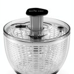 Smile mom Salad Spinner Small Lettuce Spinner Kitchen Gadgets Vegetable Washer, High Efficiency for Home Kitchen Washing & Drying Leafy Vegetables, One-Handed Handle Easy Press 3.8 Qt White-0