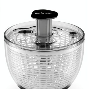 Smile mom Salad Spinner Small Lettuce Spinner Kitchen Gadgets Vegetable Washer, High Efficiency for Home Kitchen Washing & Drying Leafy Vegetables, One-Handed Handle Easy Press 3.8 Qt White-0