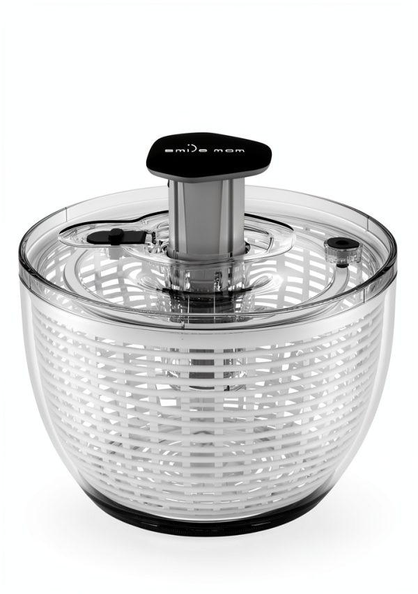 Smile mom Salad Spinner Small Lettuce Spinner Kitchen Gadgets Vegetable Washer, High Efficiency for Home Kitchen Washing & Drying Leafy Vegetables, One-Handed Handle Easy Press 3.8 Qt White-0